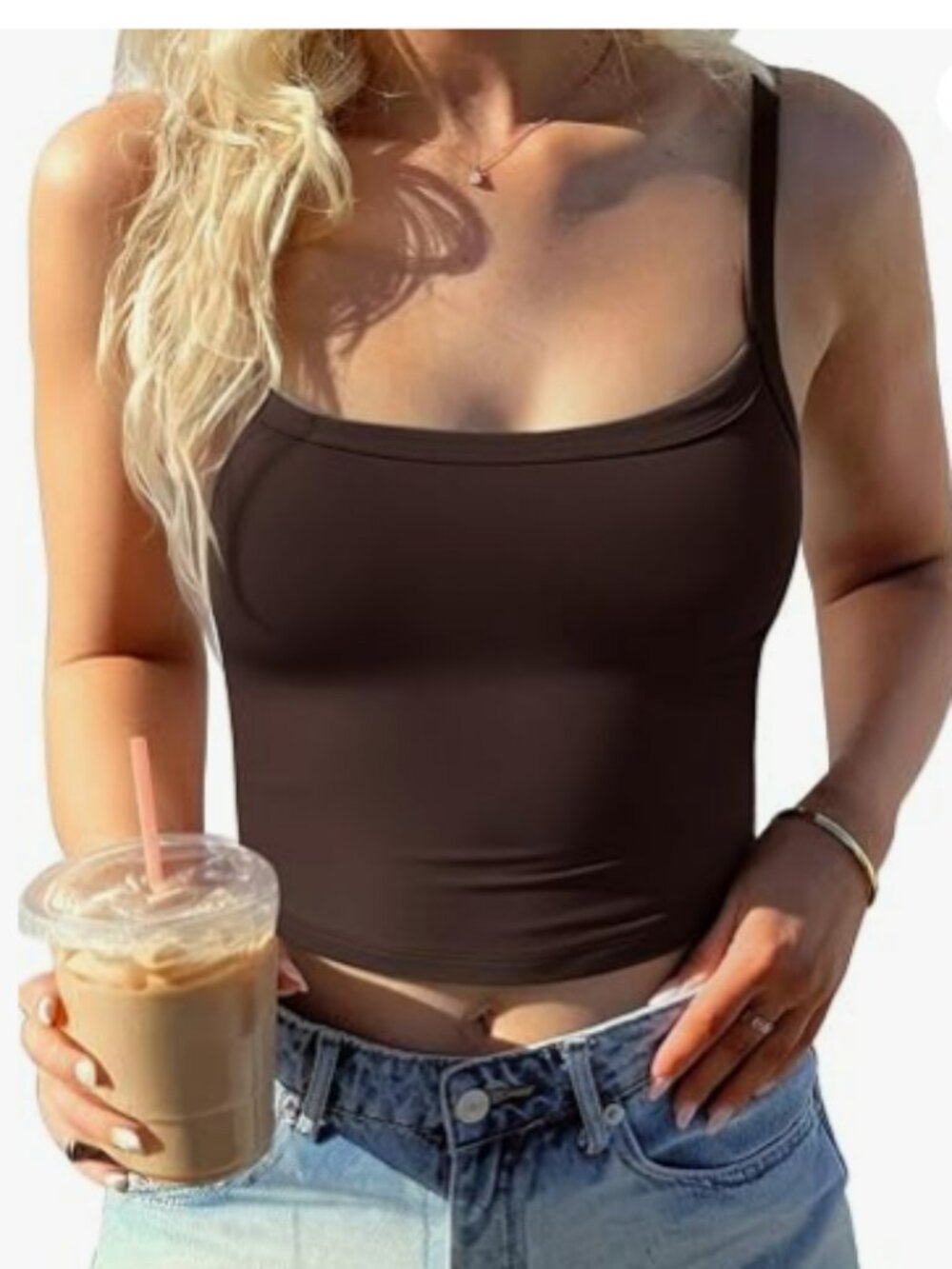 CHYRII Women's Tank Tops with Built in Bra Fashion Workout Size L